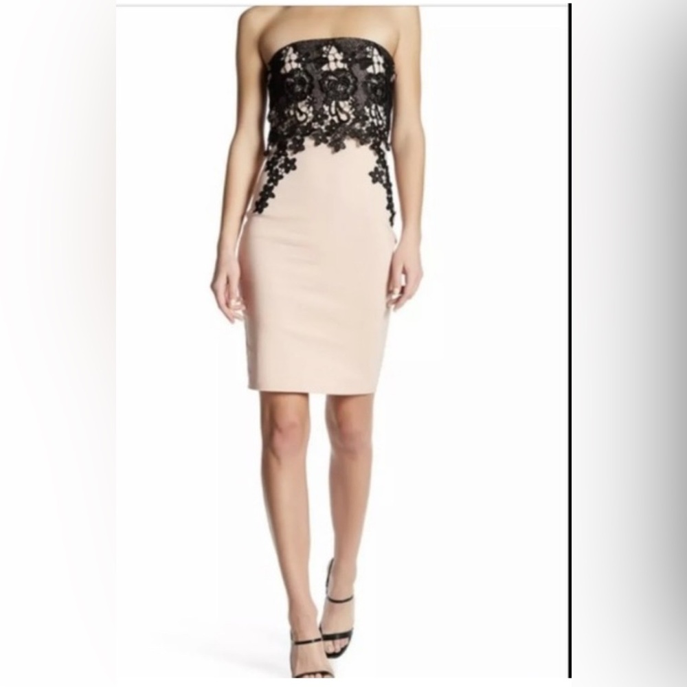 London Dress Co. Elegant Black Lace Overlay Cocktail Dress NWT